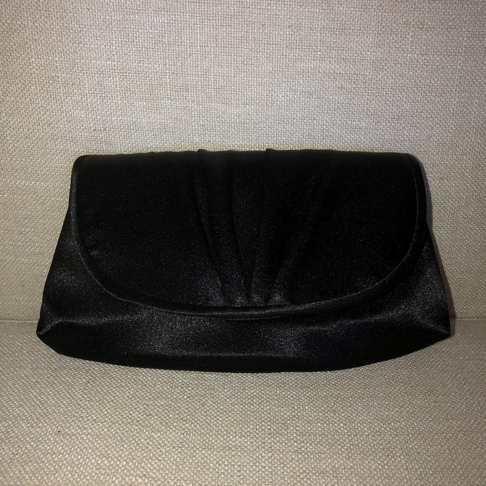 La Regale Black Satin Clutch